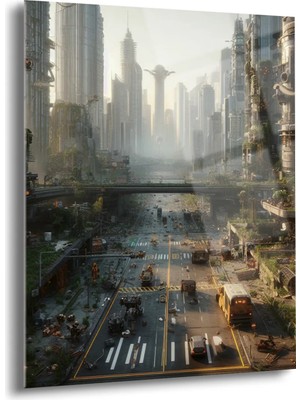 Shiny Art Virane Şehir Cam Tablo - MOD044