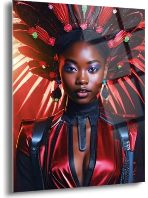Shiny Art Afrikalı Kadın Cam Tablo - MOD063
