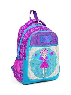 Indispensablely Coral High Peri Kız Ilkokul Sırt Çantası Simli Parlak Okul Çantası