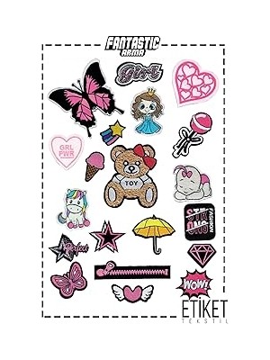 Indispensablely 20'li Ütüyle Yapışan Dokuma Patch Seti – Kız Çocuklar Için Renkli Sevimli Kıyafet Arması –