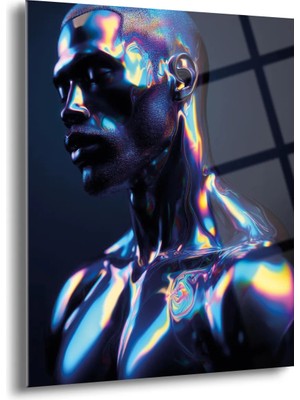 Shiny Art Siyahi Genç Adam Cam Tablo - MOD056