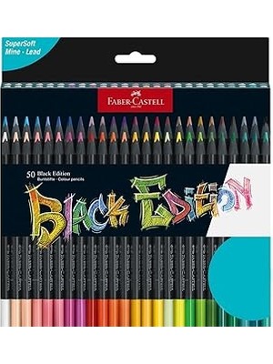 Indispensablely Faber-Castell 116450 - Renkli Kalemler Blackwood, Black Edition, 50'li Kutu, Parlak Renkler, Y