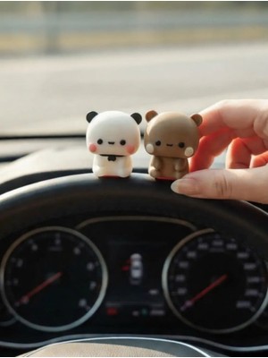 ADA 3D Dudu Bubu Panda Ayıcık Çift Torpido Süsü Sevgiliye Özel Hediye Araba Sevgililer Günü