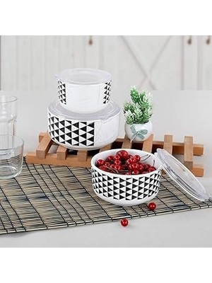 Indispensablely Keramika Trigon 3/4 Kera Saklama Kabı 12-14-16 cm 3 Parça