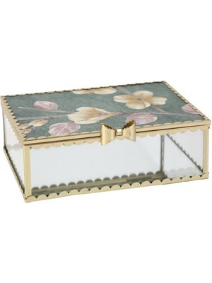 Vitale Yeşil Altın Cam Dekoratif Kutu 18X13X6CM