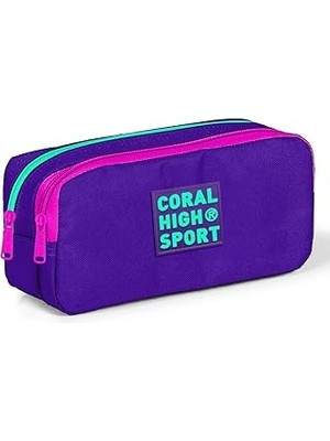 Indispensablely Coral High Iki Gözlü Mor Kalem Çantası