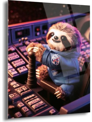 Shiny Art Astronot Tembel Hayvan Cam Tablo - MOD098