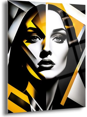 Shiny Art Op-Art Kadın Silüeti Cam Tablo - MOD028