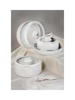 Indispensablely Belariva-Easy Cook Çıkarılabilir Saplı 8 Parça Tencere Seti Beyaz