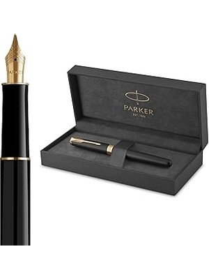 Indispensablely Parker Sonnet Mat Siyah Altın Tasarımlı Dolma Kalem, Orta Kalınlıkta Uç, Mürekkep