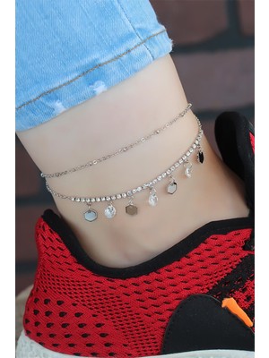 Moco Zirkon Taşlı Silver Renk Kaplama Kalpli Hal Hal