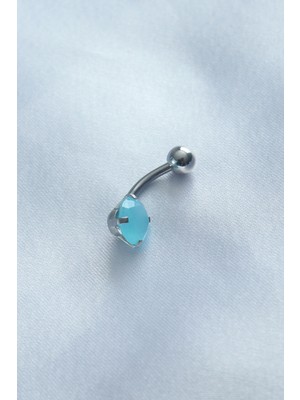 Clariss 316L Cerrahi Çelik Mavi Taşlı Göbek Piercing