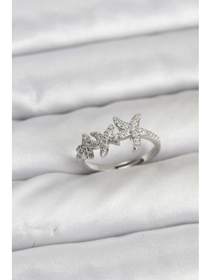 Clariss Pirinç Yıldız Model Gümüş Renk Kadın Yüzük