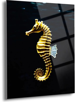 Shiny Art Altın Deniz Atı Cam Tablo - MOD120