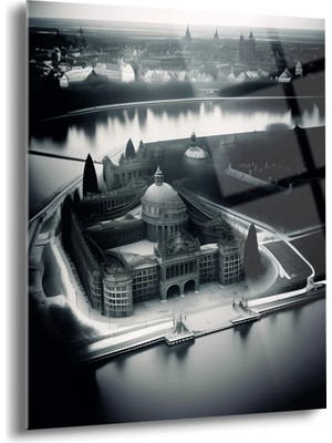 Shiny Art Siyah Beyaz Budapeşte Cam Tablo - MOD036