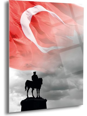 Shiny Art Türk Bayrağı ve Atatürk Portre Cam Tablo - ATA107