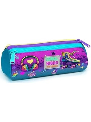 Indispensablely Coral High Pembe Turkuaz Kulaklık Paten Üç Bölmeli Kalem Çantası - Kız Çocuk