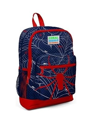 Indispensablely Coral High Dört Bölmeli Lacivert Kırmızı Örümcek Desenli Ilkokul Çantası 23720