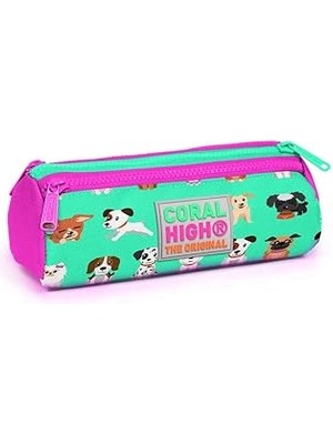 Indispensablely Yaygan Coral High Kids Yavru Köpekler Desenli Üç Bölmeli Kalem Çantası - Kız