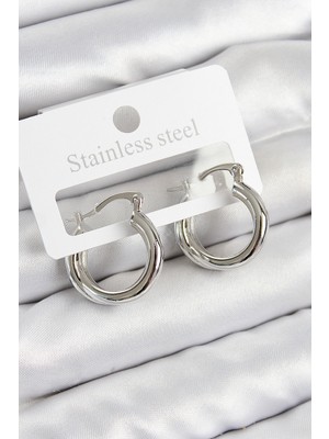 Clariss Pirinç Halka Model Gümüş Renk Kadın Küpe