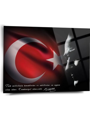 Shiny Art Türk Bayrağı ve Atatürk Portre Cam Tablo - ATA109