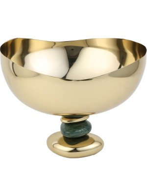 Vitale Volkan Yeşil Altın Ayaklı Kase Dekor 32X20CM