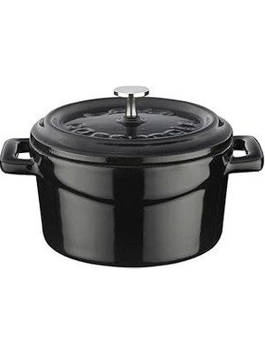 Indispensablely Lava Metal Döküm Mini Tencere, 10 Cm, 0.35 L Hacim, Siyah