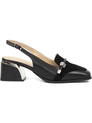 Celal Gültekin Kadın Siyah Kalın Topuklu Süet Deri Ayakkabı