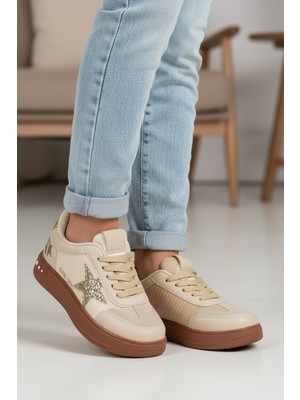 Prokids Işıltılı Yıldız Detaylı: Yüksek Tabanlı Şık Kız Çocuk Sneaker