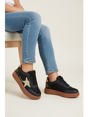 Prokids Işıltılı Yıldız Detaylı: Yüksek Tabanlı Şık Kız Çocuk Sneaker