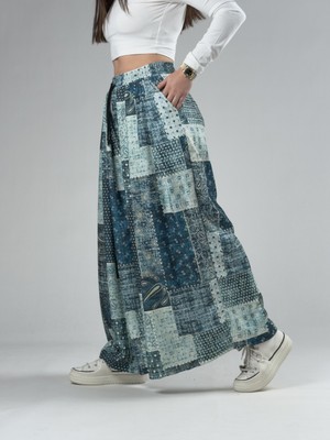 Cocopelli Mavi Palazzo Kadın Jogger Pantolon COC2947