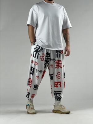 Cocopelli Beyaz Chinese Erkek Pileli Şalvar Pantolon COC2959