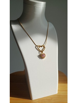 Saba Aksesuarr Çelik Gold Kalp Kolye