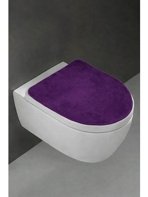 Teksev Klozet Kapak Örtüsü, Ultrasoft Düz Mürdüm Renk, Banyo Klozet Örtüsü