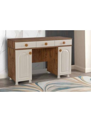 Yuvaset Home Bohem Çalışma Masası Çam Krem 3 Çekmeceli Dolaplı