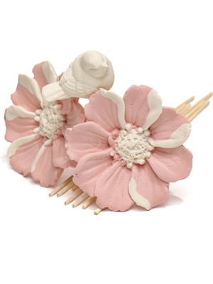 Missi Bloom & Breeze Serisi- Pembe Seramik Taşlı Doğal Bambu Kamış Seti