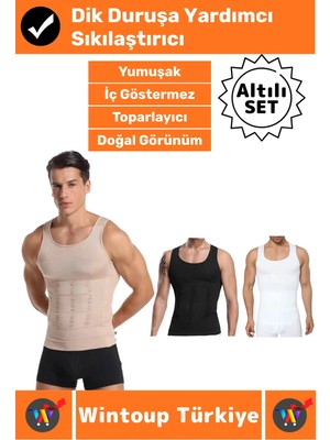 Wintoup #korse Kıyafet Altında Belli Olmaz Dik Duruşa Yardımcı Göğüs Karın Sıkılaştıran Erkek Korse 6'lı Set