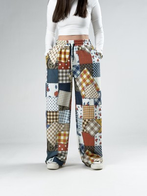Cocopelli Renkli Kadın Patchwork Oversize Pantolon COC2955