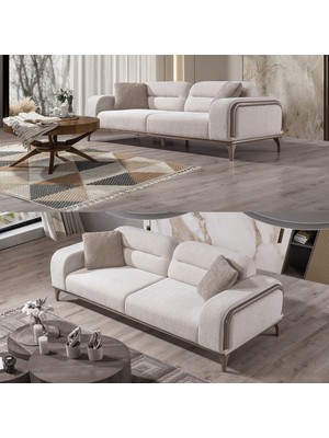 Eymense Defna Koltuk Takımı 3+3 Krem