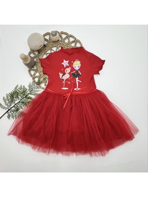 Diji Baby 5-6-7 Yaş Flamingo Balerin Kız Baskılı Kurdela Kuşaklı Astarlı Kız Çocuk Tütü Elbise