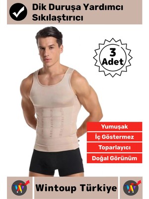 Wintoup #korse Kıyafet Altında Belli Olmaz Dik Duruşa Yardımcı Göğüs Karın Sıkılaştıran Erkek Korse 3 Adet