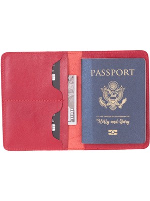 BloominBag Viaggio Voyager Crimson Red Deri Pasaport ve Kart Kılıfı