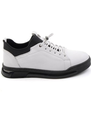 Bambi Beyaz Hakiki Deri Erkek Sneaker E01080228543