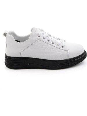 Bambi Beyaz Baskılı Hakiki Deri Erkek Sneaker E01080216843