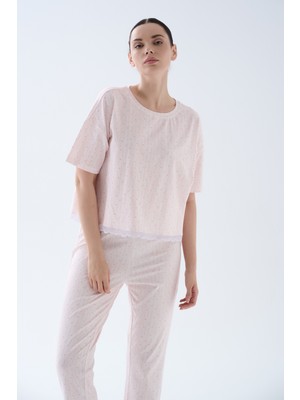 Hays Kadın Pamuklu Dantel Detaylı Kısa Kollu Pijama Üstü