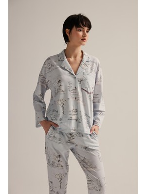 Hays Kadın Pamuklu Uzun Kollu Gömlek Pijama Üstü