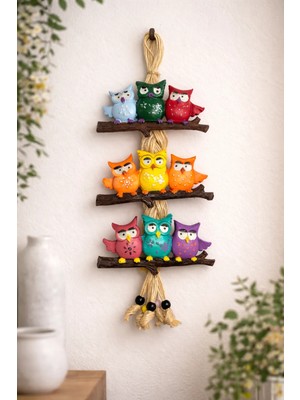 Marena Home Renkli Baykuş Duvar Süsü 30 cm – Dekoratif Asmalı Baykuş Duvar Dekoru, Balkon ve Ev Dekorasyonu