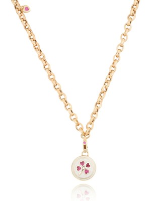 Cetaş Jewelry Cetaş Eterna 14 Ayar Altın Taşlı Yonca Figürlü Kolye