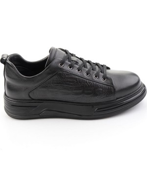 Bambi Siyah Baskılı Hakiki Deri Erkek Sneaker E01080216843