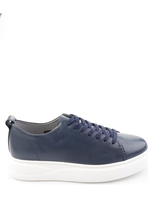 Bambi Lacivert Hakiki Deri Erkek Sneaker E01593202503